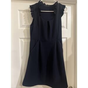 THML Chessie Blue Textured Midi Sleeveless Ruffle Dress Medium Boho Tiered